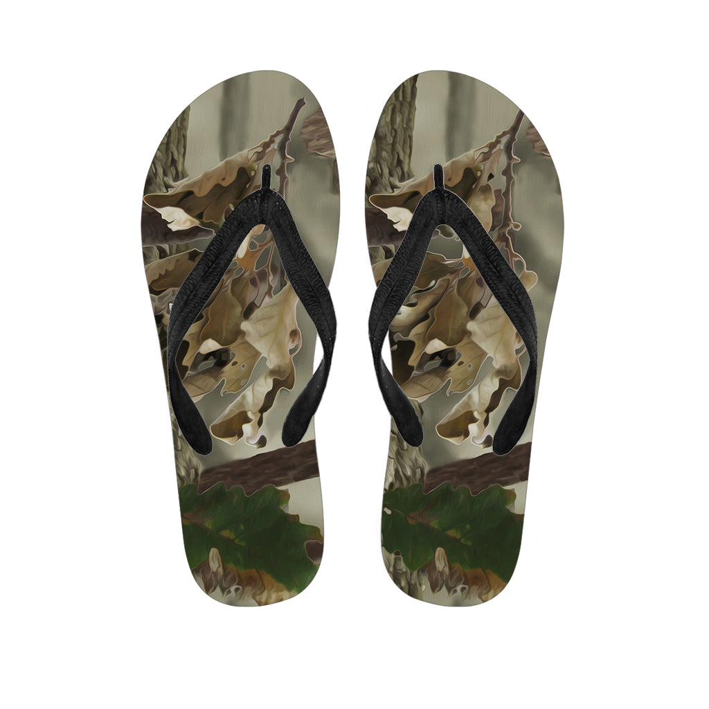 Oak Tree Hunting Camouflage Print Flip Flops