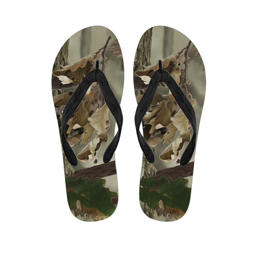 Oak Tree Hunting Camouflage Print Flip Flops