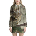 Oak Tree Hunting Camouflage Print Pullover Hoodie Dress