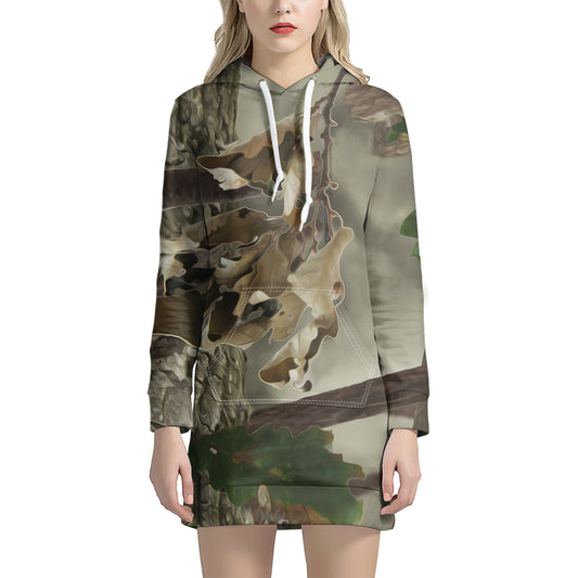 Oak Tree Hunting Camouflage Print Hoodie Dress