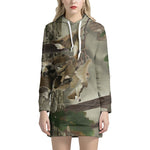 Oak Tree Hunting Camouflage Print Hoodie Dress