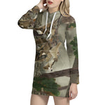 Oak Tree Hunting Camouflage Print Hoodie Dress