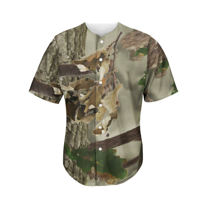 Oak Tree Hunting Camouflage Print Men's Baseball Jersey