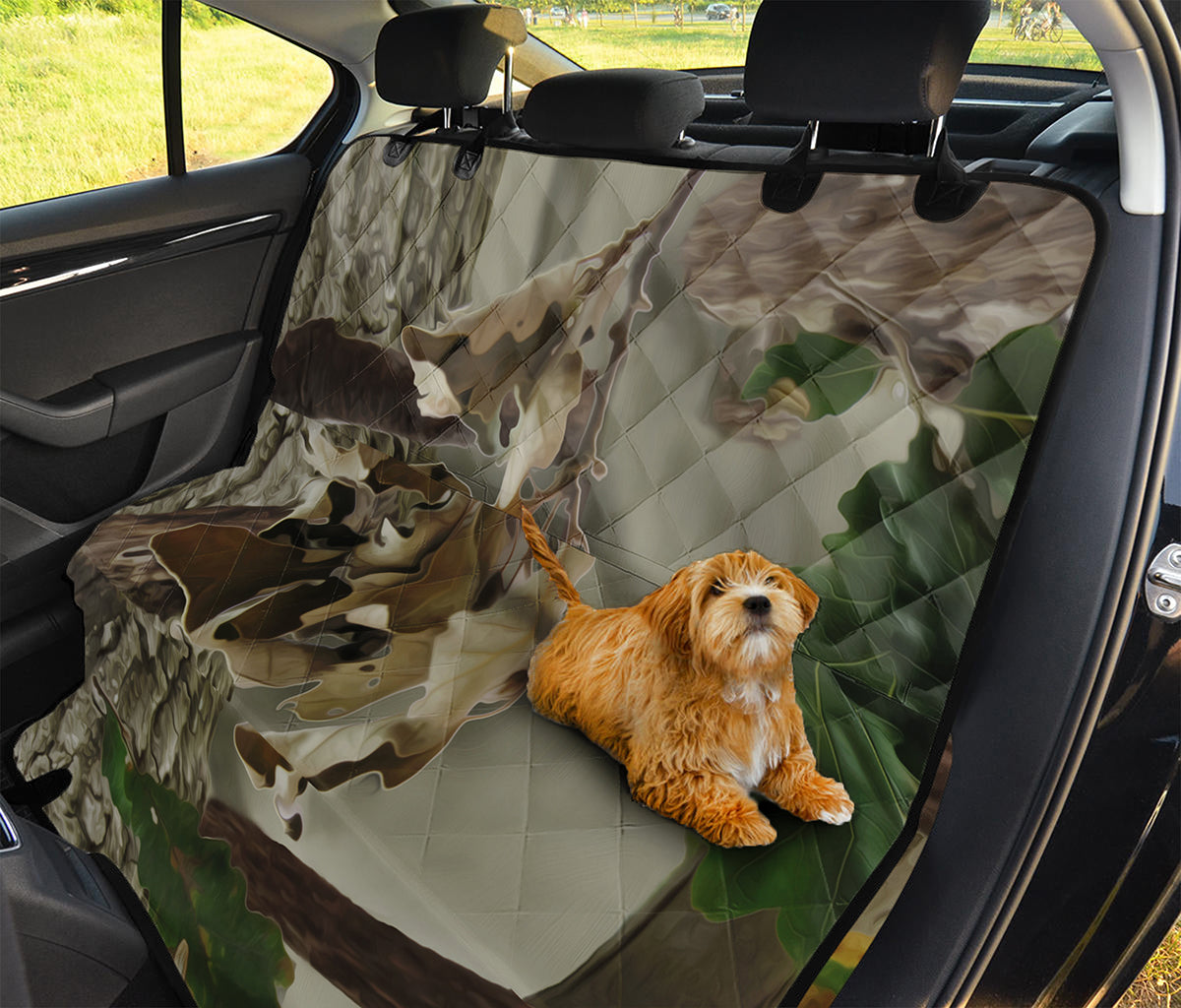 Oak Tree Hunting Camouflage Print Pet Car Back Seat Cover