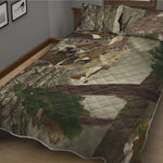 Oak Tree Hunting Camouflage Print Quilt Bed Set