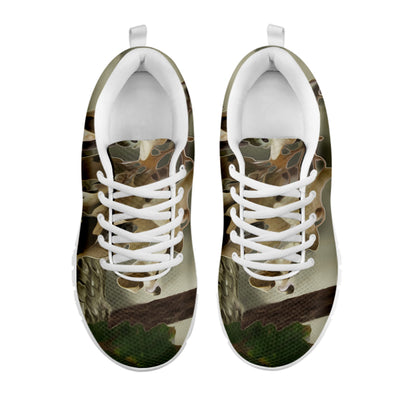 Oak Tree Hunting Camouflage Print White Sneakers