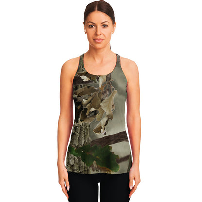 Oak Tree Hunting Camouflage Print Women's Racerback Tank Top
