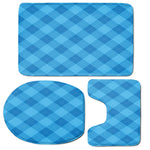 Ocean Blue Argyle Pattern Print 3 Piece Bath Mat Set