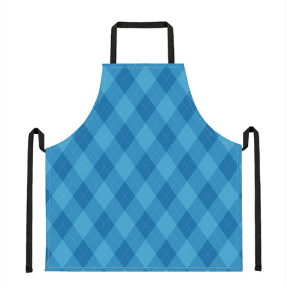 Ocean Blue Argyle Pattern Print Apron