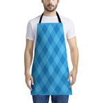 Ocean Blue Argyle Pattern Print Apron