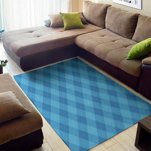 Ocean Blue Argyle Pattern Print Area Rug