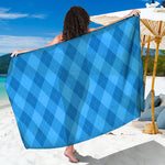 Ocean Blue Argyle Pattern Print Beach Sarong Wrap
