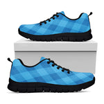 Ocean Blue Argyle Pattern Print Black Sneakers