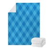 Ocean Blue Argyle Pattern Print Blanket