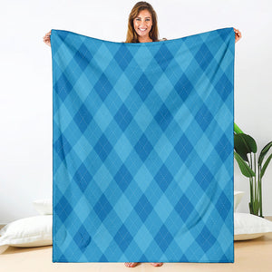 Ocean Blue Argyle Pattern Print Blanket