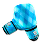 Ocean Blue Argyle Pattern Print Boxing Gloves