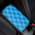 Ocean Blue Argyle Pattern Print Car Center Console Cover