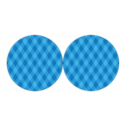 Ocean Blue Argyle Pattern Print Car Coasters