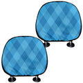 Ocean Blue Argyle Pattern Print Car Headrest Covers