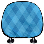 Ocean Blue Argyle Pattern Print Car Headrest Covers