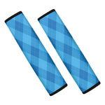 Ocean Blue Argyle Pattern Print Car Seat Belt Covers