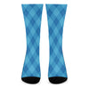 Ocean Blue Argyle Pattern Print Crew Socks