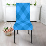 Ocean Blue Argyle Pattern Print Dining Chair Slipcover