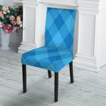 Ocean Blue Argyle Pattern Print Dining Chair Slipcover