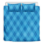 Ocean Blue Argyle Pattern Print Duvet Cover Bedding Set