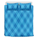 Ocean Blue Argyle Pattern Print Duvet Cover Bedding Set