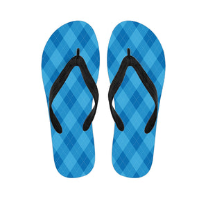 Ocean Blue Argyle Pattern Print Flip Flops