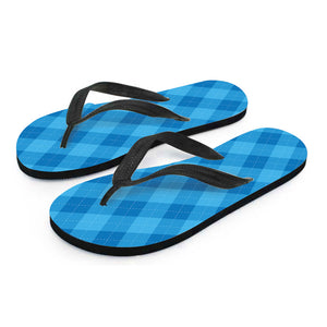 Ocean Blue Argyle Pattern Print Flip Flops