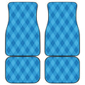 Ocean Blue Argyle Pattern Print Front and Back Car Floor Mats