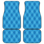 Ocean Blue Argyle Pattern Print Front and Back Car Floor Mats