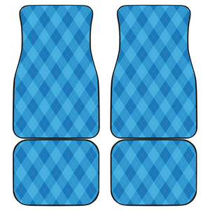 Ocean Blue Argyle Pattern Print Front and Back Car Floor Mats