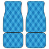 Ocean Blue Argyle Pattern Print Front and Back Car Floor Mats