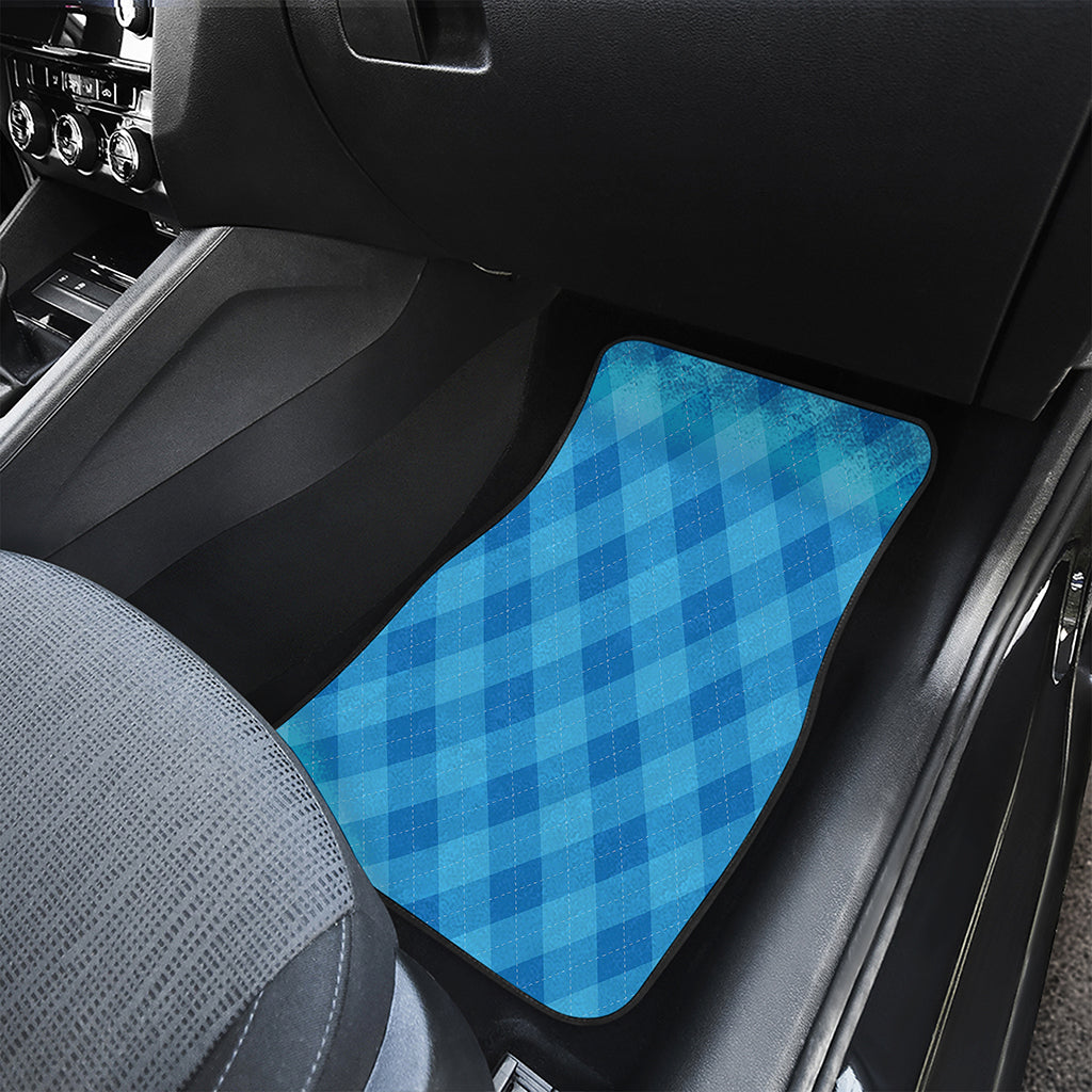 Ocean Blue Argyle Pattern Print Front and Back Car Floor Mats