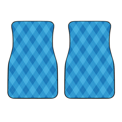 Ocean Blue Argyle Pattern Print Front Car Floor Mats