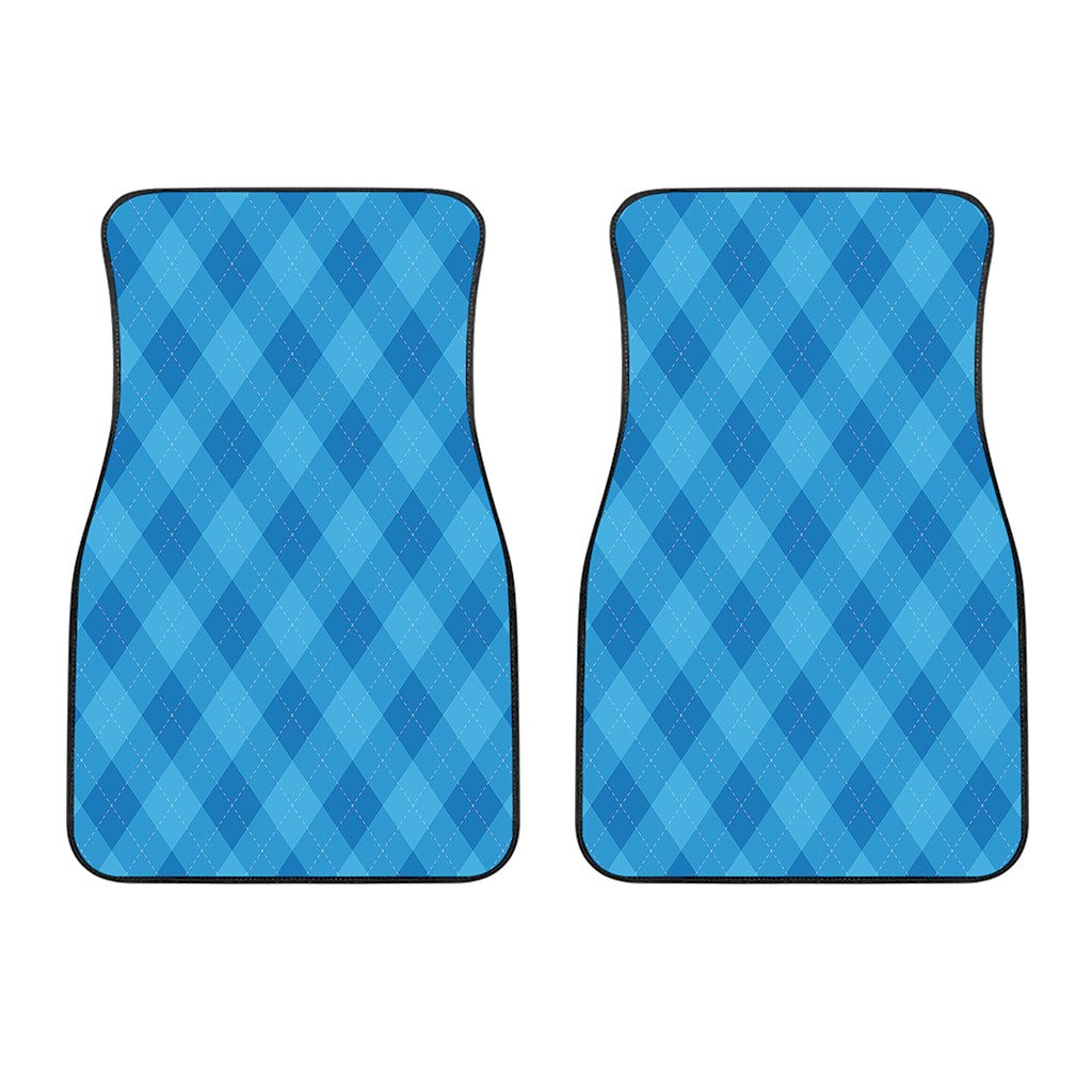 Ocean Blue Argyle Pattern Print Front Car Floor Mats