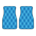 Ocean Blue Argyle Pattern Print Front Car Floor Mats