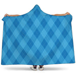 Ocean Blue Argyle Pattern Print Hooded Blanket
