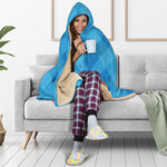 Ocean Blue Argyle Pattern Print Hooded Blanket