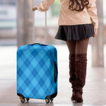 Ocean Blue Argyle Pattern Print Luggage Cover