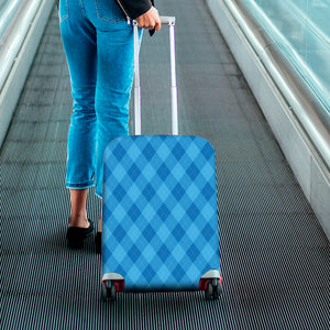 Ocean Blue Argyle Pattern Print Luggage Cover