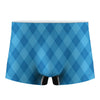 Ocean Blue Argyle Pattern Print Men's Boxer Briefs