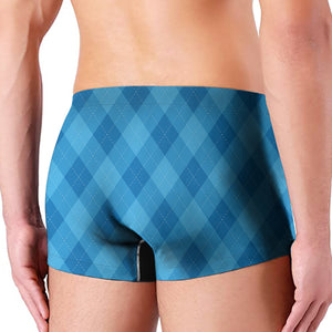 Ocean Blue Argyle Pattern Print Men's Boxer Briefs