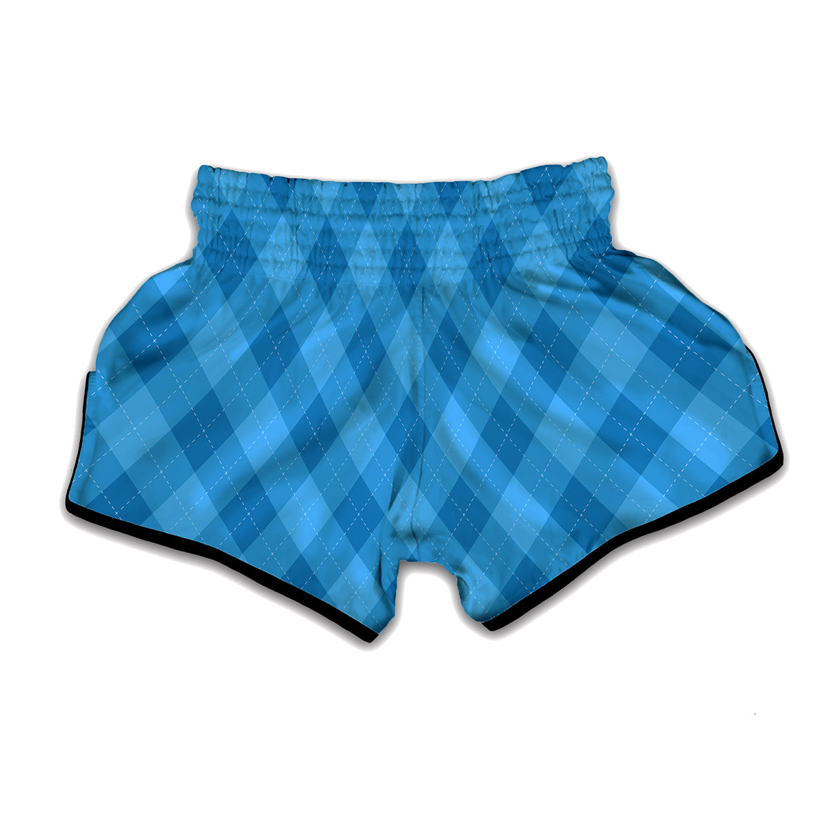 Ocean Blue Argyle Pattern Print Muay Thai Boxing Shorts