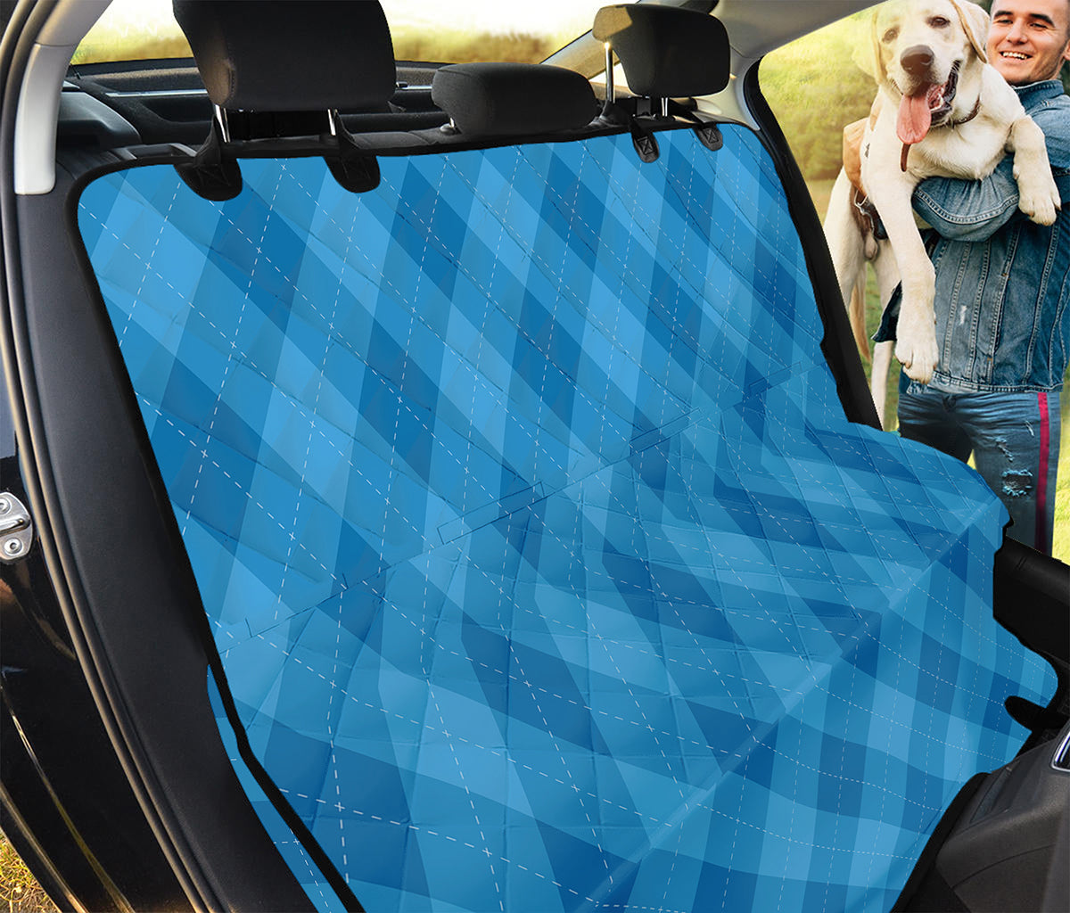 Ocean Blue Argyle Pattern Print Pet Car Back Seat Cover