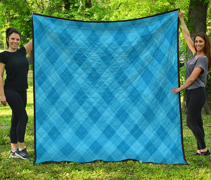 Ocean Blue Argyle Pattern Print Quilt