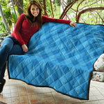 Ocean Blue Argyle Pattern Print Quilt